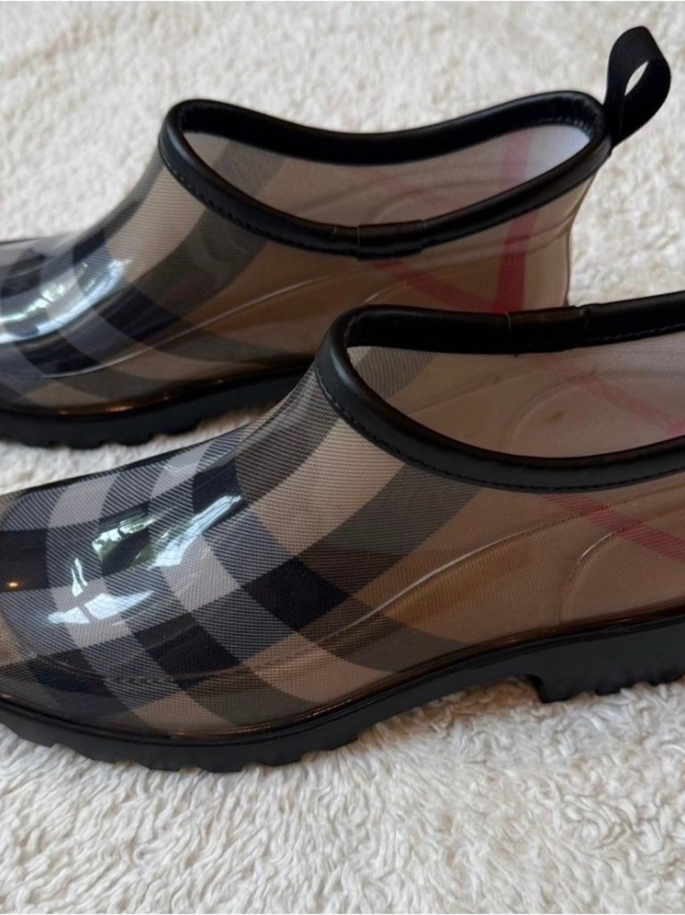 Burberry House Check Pattern Rubber Ankle Rain Boots EU size 40